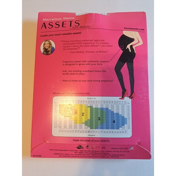 Spanx Assets Maternity Black Opaque Stripe Tights Marvelous Mama Sz 3 - Picture 2 of 3